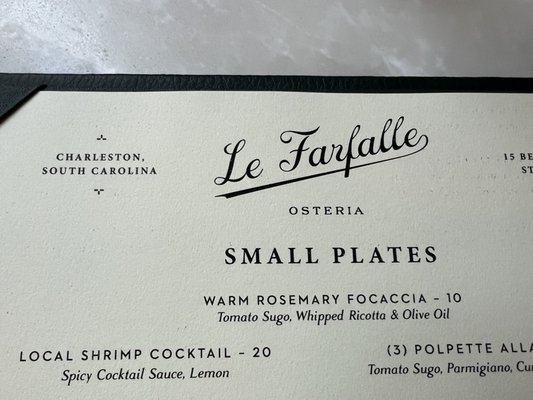 Menu photo 7 Le Farfalle Charleston, SC