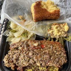 Ladies of the Sea & Soulfood - Meatloaf dinner 2 sides with rice and cornbread