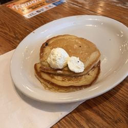 Cracker Barrel Old Country Store - Cold pancakes with butter sitting on top