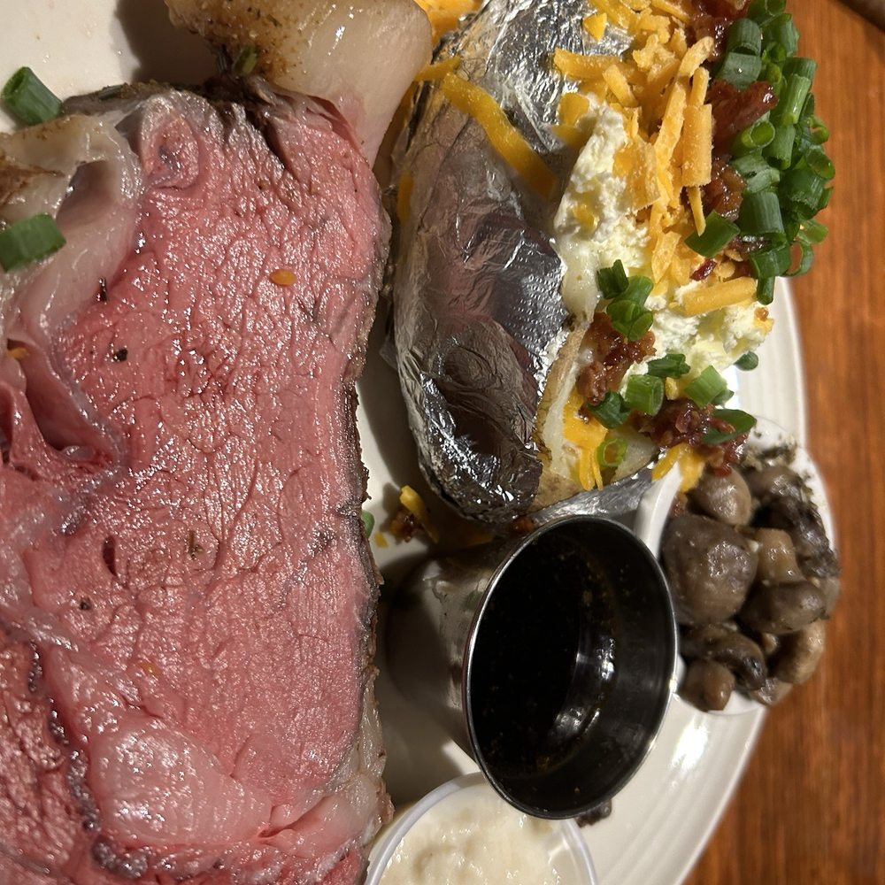 Prime Rib loaded baked potato mushrooms with horseradish sauce Prime Rib loaded baked potato mushrooms with horseradish sauce