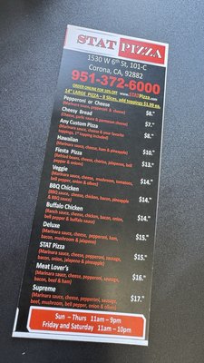 Menu photo 1 STAT Pizza Corona, CA Menu photo 1 STAT Pizza Corona, CA