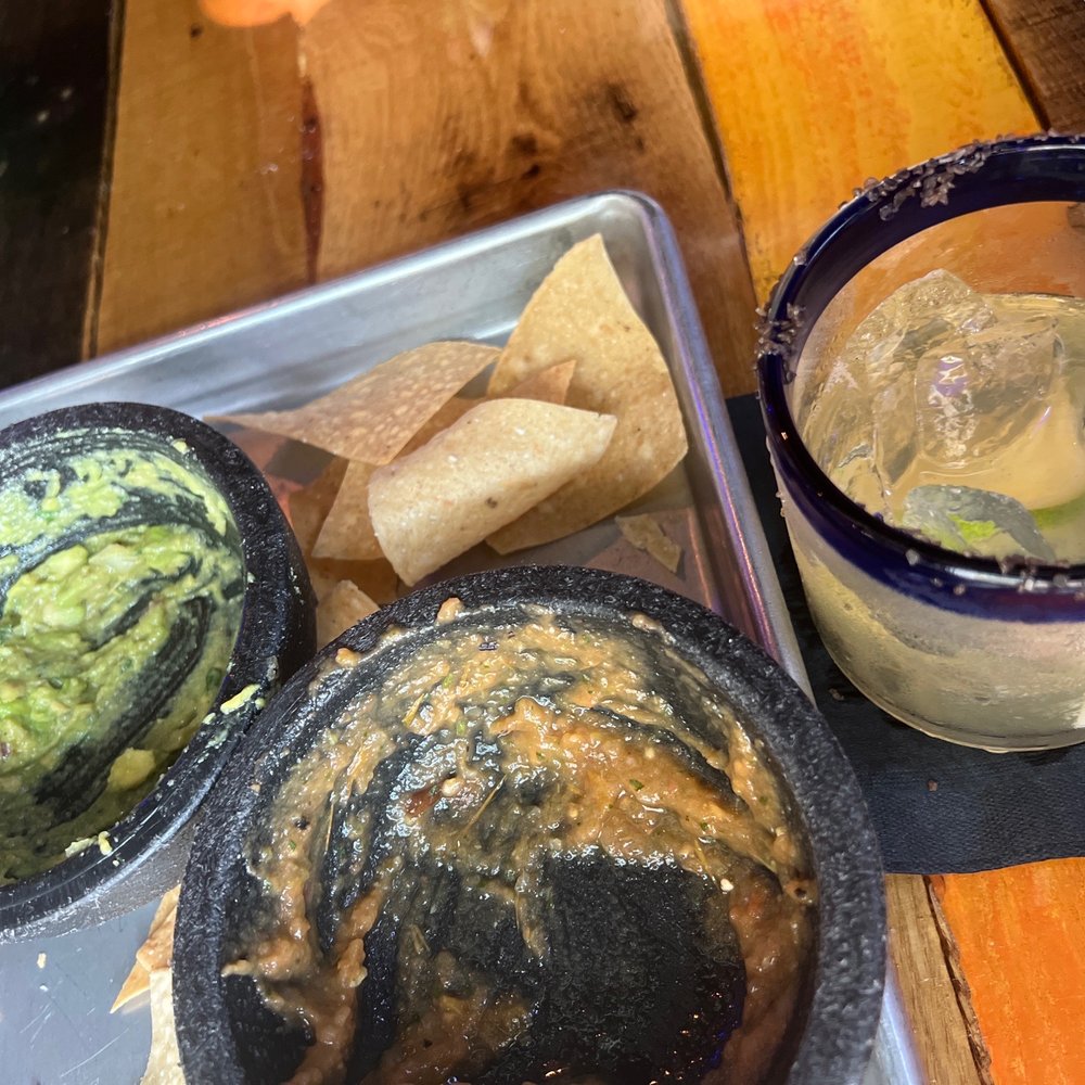Circo - Wish my photo was better. We ate it all.  guacamole, salsa rojo and the bourbon margarita. - Mexican Near Me - Sarasota, Florida