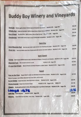 Menu photo 2 Buddy Boy Winery Gettysburg, PA