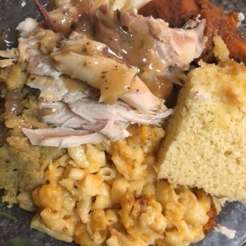 Southern Creations - Thanksgiving Dinner.. smoked turkey, Mac & Cheese, dressing, mashed potatoes, candi yams, turkey gravy.. and CornCake - Caterers Near Me Southern Creations - Thanksgiving Dinner.. smoked turkey, Mac & Cheese, dressing, mashed potatoes, candi yams, turkey gravy.. and CornCake - Caterers Near Me