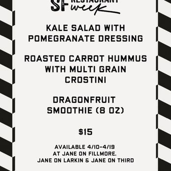 Jane On Third - SFRW menu $15! - Cafes Near Me - San Francisco, California Jane On Third - SFRW menu $15! - Cafes Near Me - San Francisco, California