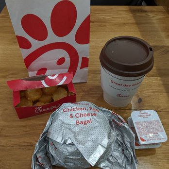 Chick-fil-A - Chicken, egg & cheese bagel meal - Fast Food Near Me - New York, New York Chick-fil-A - Chicken, egg & cheese bagel meal - Fast Food Near Me - New York, New York