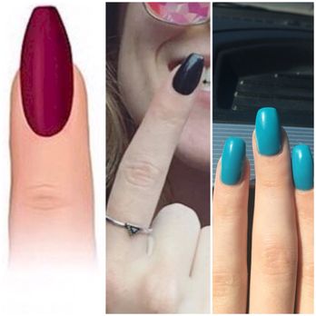 Rainbow Nails & Spa - What I asked for, what I expected, what I got. The lady tried telling me that the blue nails were the exact shape in the picture of the red - Nail Salons Near Me - Doylestown, Pennsylvania