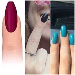 Rainbow Nails & Spa - What I asked for, what I expected, what I got. The lady tried telling me that the blue nails were the exact shape in the picture of the red