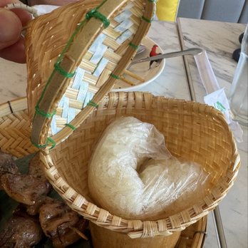 Baan Talay Thai Restaurant - Plastic wrapped Sticky Rice? Not a fan. - Thai Near Me - Katy, Texas