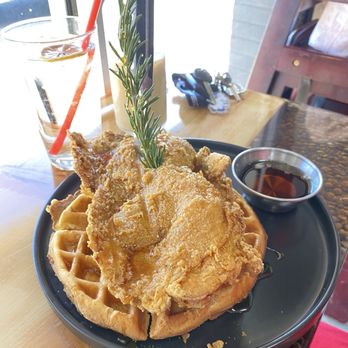 Tata's Cafe - 1/2 Chicken with waffle and spicy syrup - Breakfast & Brunch Near Me - Hawthorne, California Tata's Cafe - 1/2 Chicken with waffle and spicy syrup - Breakfast & Brunch Near Me - Hawthorne, California