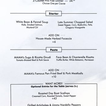 Mama - Menu of the day (Thursday) - Italian Near Me - Oakland, California Mama - Menu of the day (Thursday) - Italian Near Me - Oakland, California