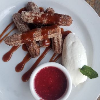 Cha Cha's Latin Kitchen - Mini churros weren't bad and interesting raspberry-like dipping sauce. - Mexican Near Me - Irvine, California