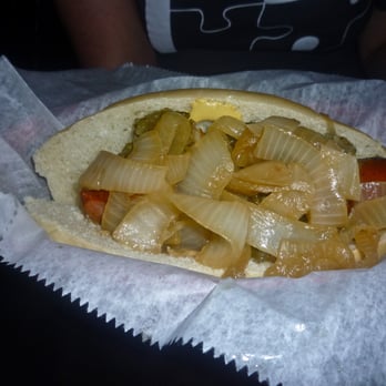Tonys Darts Away - smoked bratwurst with grilled onions and relish. - Gastropubs Near Me - Burbank, California Tonys Darts Away - smoked bratwurst with grilled onions and relish. - Gastropubs Near Me - Burbank, California