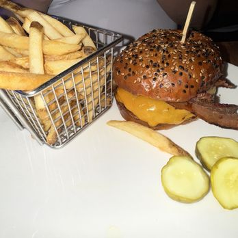 Yard House - Bleu Cheese & Bacon Burger - New American Near Me - New York, New York Yard House - Bleu Cheese & Bacon Burger - New American Near Me - New York, New York