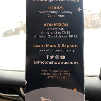 Moonshot Museum - Brochure with Admission pricing - Children's Museums Near Me - Pittsburgh, Pennsylvania