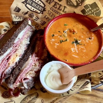 Ravenstone Abbey - Rueben sandwich with Red Pepper soup. - Axe Throwing Near Me - Coleraine, Minnesota Ravenstone Abbey - Rueben sandwich with Red Pepper soup. - Axe Throwing Near Me - Coleraine, Minnesota