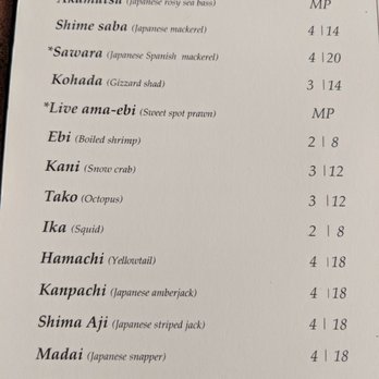 MF Sushi - Nigiri menu - Sushi Bars Near Me - Houston, Texas MF Sushi - Nigiri menu - Sushi Bars Near Me - Houston, Texas