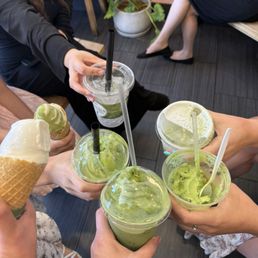Matcha latte with matcha ice cream Matcha latte with matcha ice cream