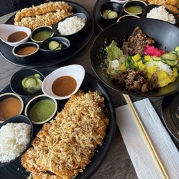 Chicken Katsu, Pork Katsu, Bulgogi Bibimbap