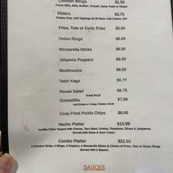 Gridiron Sports Bar And Grill - Menu 5.24.25