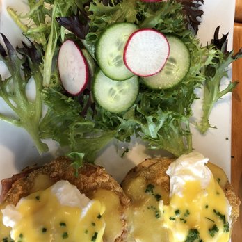 Dime Store - Fried green tomato Benny w side sal - Breakfast & Brunch Near Me - Detroit, Michigan