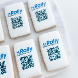 A Worthy Cookie - Custom sugar cookies with a business logo and a qr code for a hiring expo and conference booth activations.