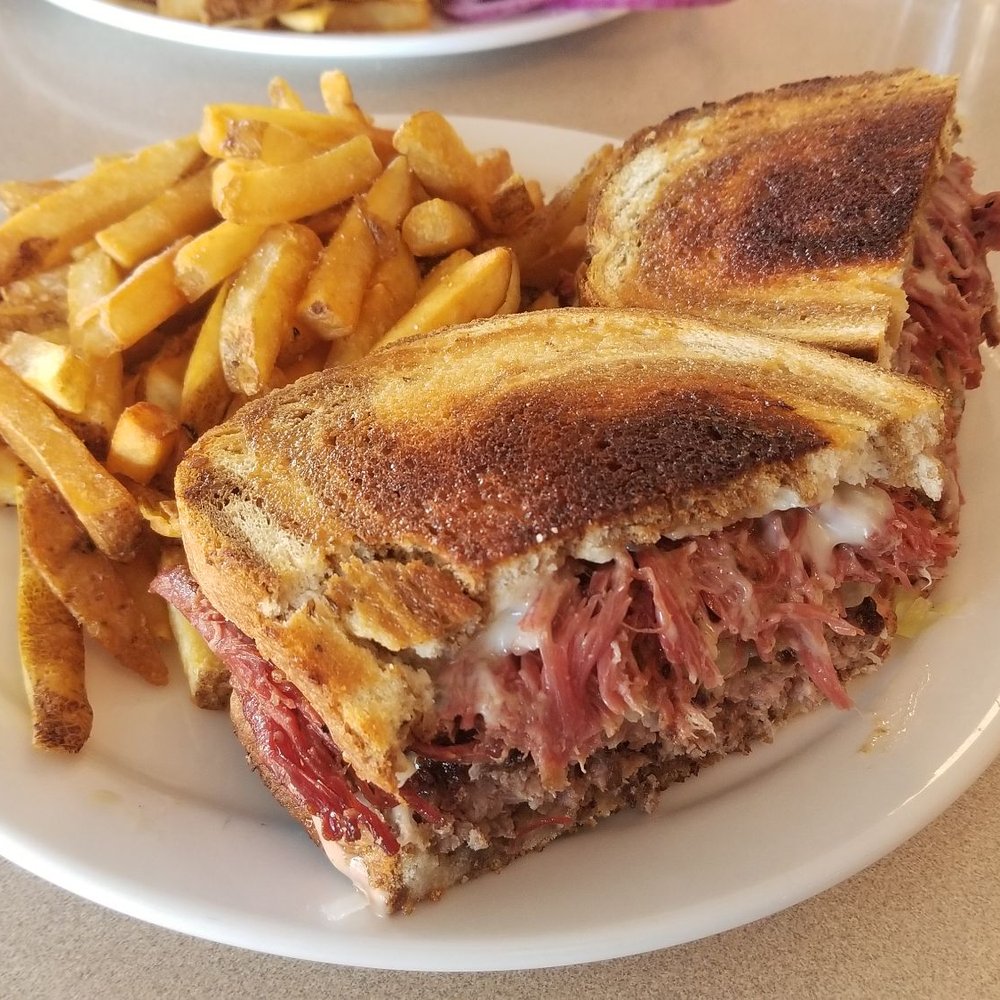 Mike's at the Crossroads - Moo-ben Burger ($13.50) with French fries ($2.25) - American Near Me - Cotati, California Mike's at the Crossroads - Moo-ben Burger ($13.50) with French fries ($2.25) - American Near Me - Cotati, California