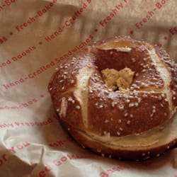 Caribou Coffee and Einstein Bros Bagels - Pretzel bagel.
