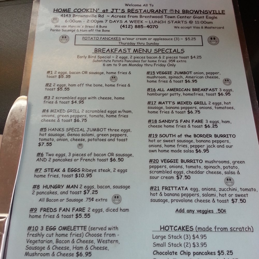 JT Sam’s Diner - Menus at the table - Diners Near Me - Pittsburgh, Pennsylvania JT Sam’s Diner - Menus at the table - Diners Near Me - Pittsburgh, Pennsylvania