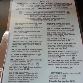 JT's Restaurant - Menus at the table - Diners Near Me - Pittsburgh, Pennsylvania