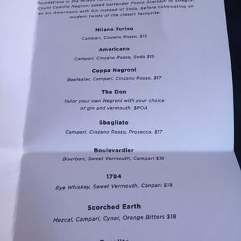 Coppa Spuntino - My kind of place. A dedicated Negroni menu - Italian Near Me - Brisbane, QLD