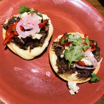 Vecina - Beef Barbacoa Tostada Pomme Puree, Echo Mountain Blue Cheese, Crispy Tortilla - Latin American Near Me - Phoenix, Arizona