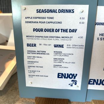 Enjoy Coffee - Coffee menu/Beer and Wine menu - Coffee & Tea Near Me - Vacaville, California