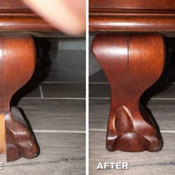 LW&S Woodwork - Before and after photograph of repair job.
