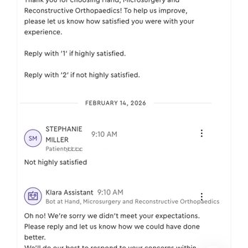 Hand Microsurgery & Reconstruction Orthopaedics - They send this after every appointment but never reply. - Orthopedists Near Me - Erie, Pennsylvania