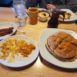 The most delicious pancakes & some other tasty sides. The most delicious pancakes & some other tasty sides.