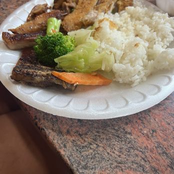 Leo's Island BBQ - Half of the chicken and rib combo plate - Hawaiian Near Me - Peoria, Arizona
