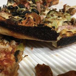 Papa Johns Pizza - Burned Papa John's New Pan Pizza ! Delivered to my house..