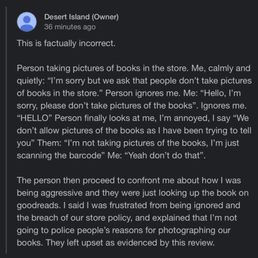 Desert Island owner lying about interaction I had with him in his store to protect himself. Desert Island owner lying about interaction I had with him in his store to protect himself.