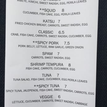 Kogi - Kimbap menu (sushi style) - Korean Near Me - Richmond, Virginia Kogi - Kimbap menu (sushi style) - Korean Near Me - Richmond, Virginia