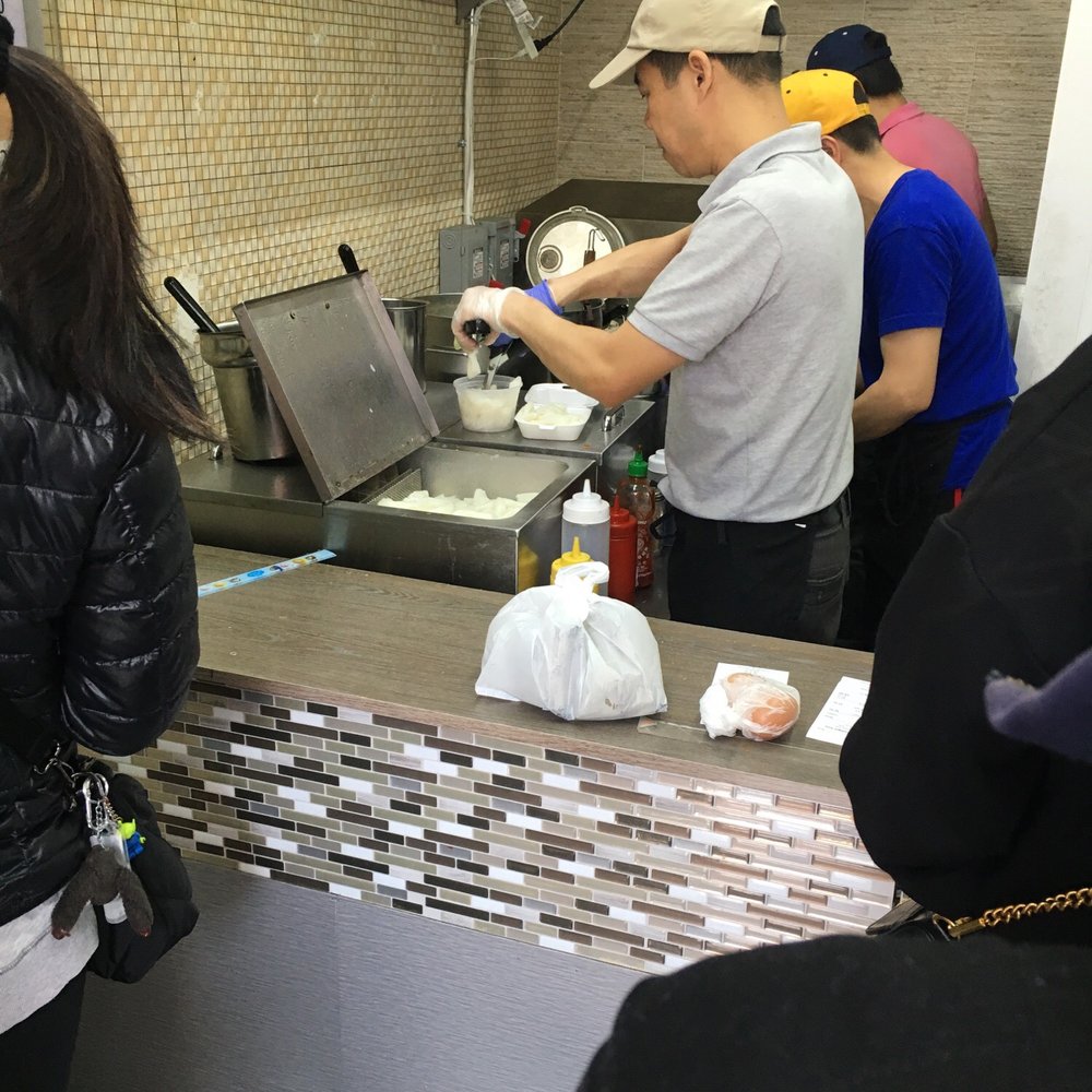 Fu Yuan - Rice noodles being prepped! - Chinese Near Me - Flushing, New York Fu Yuan - Rice noodles being prepped! - Chinese Near Me - Flushing, New York