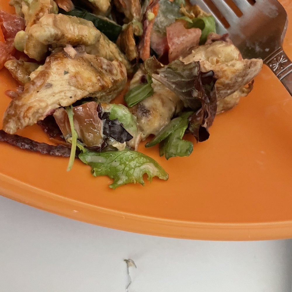 a plate of food with a fork