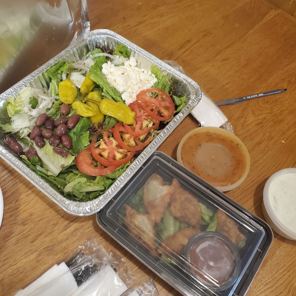 Pasha Express - Salad and fried meat appetizer ordered separately - Mediterranean Near Me - San Antonio, Texas