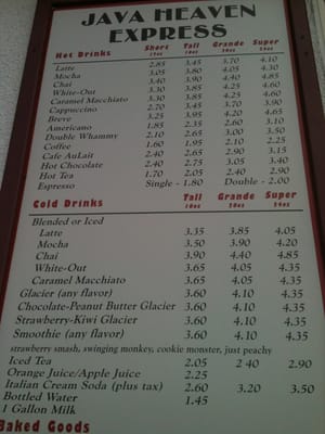 Menu photo 2 Java Heaven Hanford, CA
