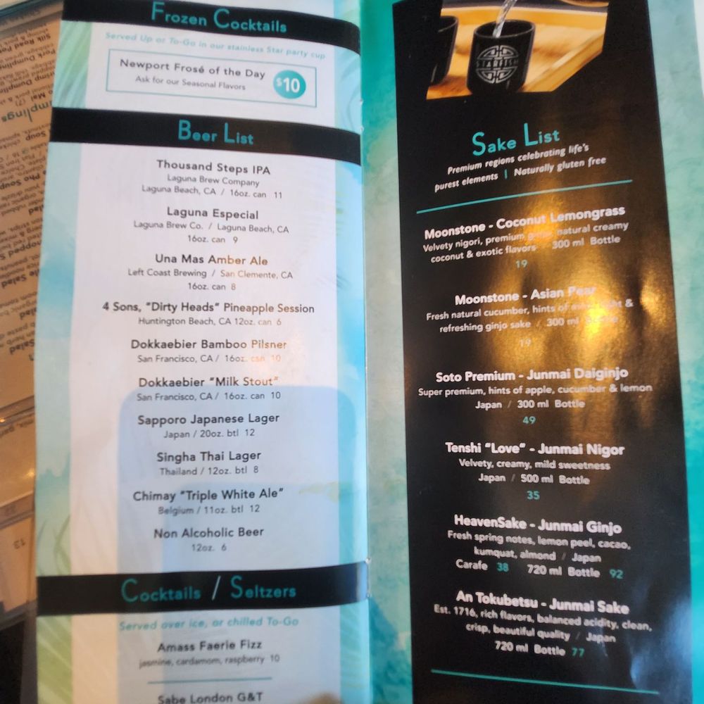 Starfish - Beer and sake menu - Asian Fusion Near Me - Newport Beach, California Starfish - Beer and sake menu - Asian Fusion Near Me - Newport Beach, California