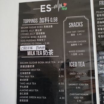 ES tea - Toppings snacks iced tea and milk tea menu - Shaved Ice Near Me - Simi Valley, California