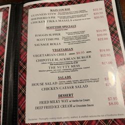 Scottish Dave's Pub - Menu