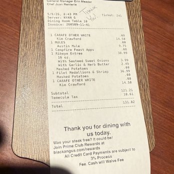 Black Angus Steakhouse - Receipt - Steakhouses Near Me - Temecula, California Black Angus Steakhouse - Receipt - Steakhouses Near Me - Temecula, California