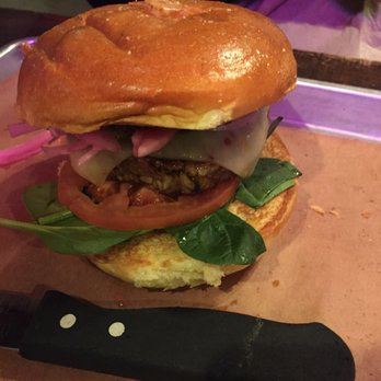 LSA Burger - Bohemian vegetarian burger 7$ with LTPO on the side. - Cocktail Bars Near Me - Denton, Texas LSA Burger - Bohemian vegetarian burger 7$ with LTPO on the side. - Cocktail Bars Near Me - Denton, Texas
