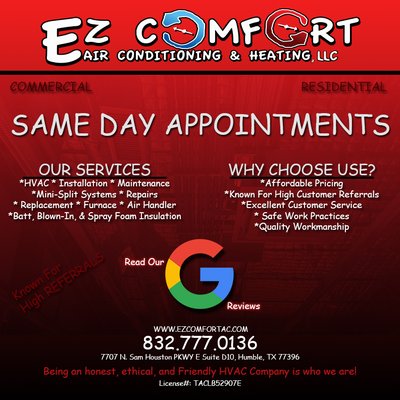 Ez Comfort Air Conditioning Heating 7707 N Sam Houston Pkwy E Humble Tx Plumbing Heating Air Conditioning Mapquest